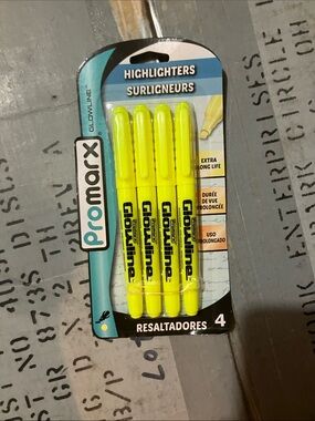 Roma Glowline Yellow Highlighters - Pack of 4